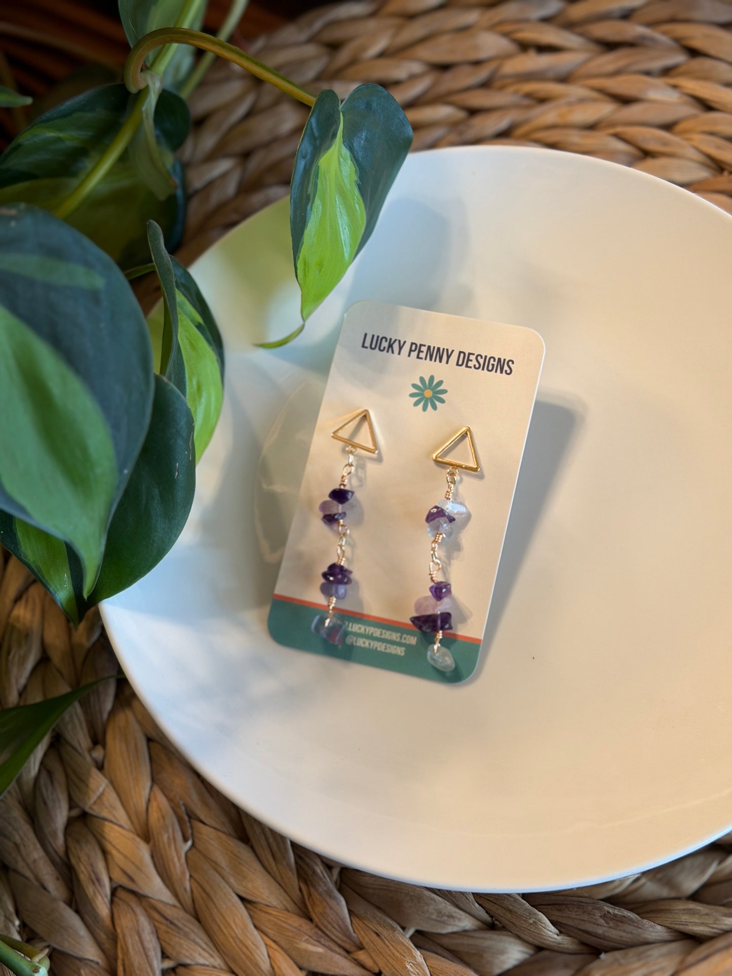 Green and Purple Flourite Earrings