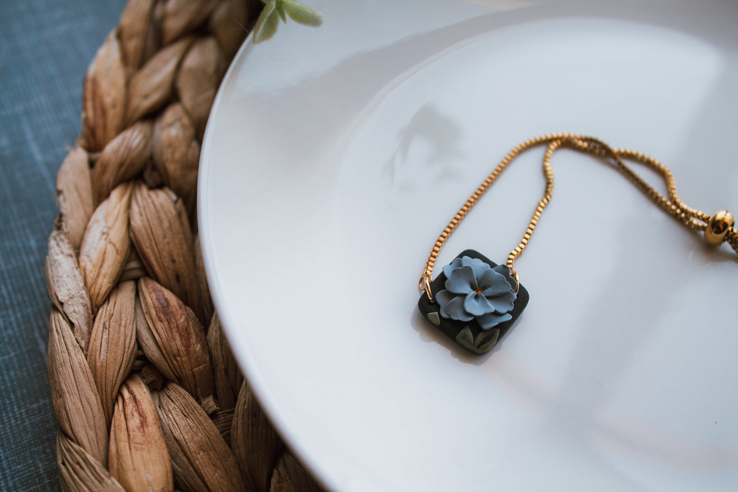 Black Floral Adjustable Bracelet