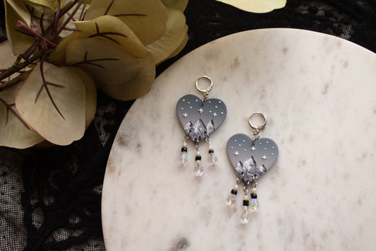 SJM Licensed* Ramiel Night Court Heart Beaded Earrings (Lighter colors)