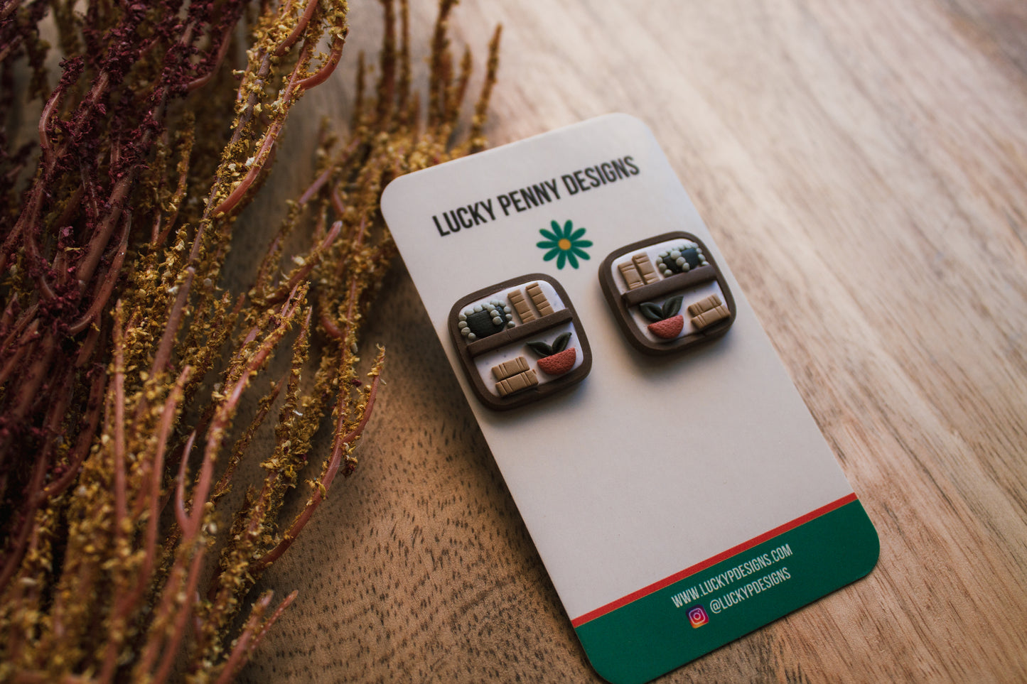 Plant Lovers Bookshelf Stud Earrings *Made to order