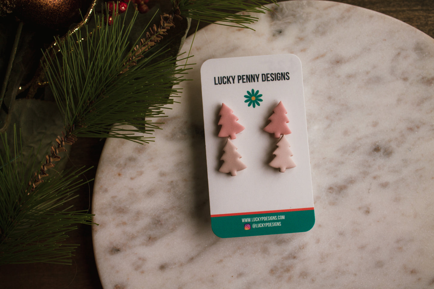Pink or Neutral Christmas Tree Studs