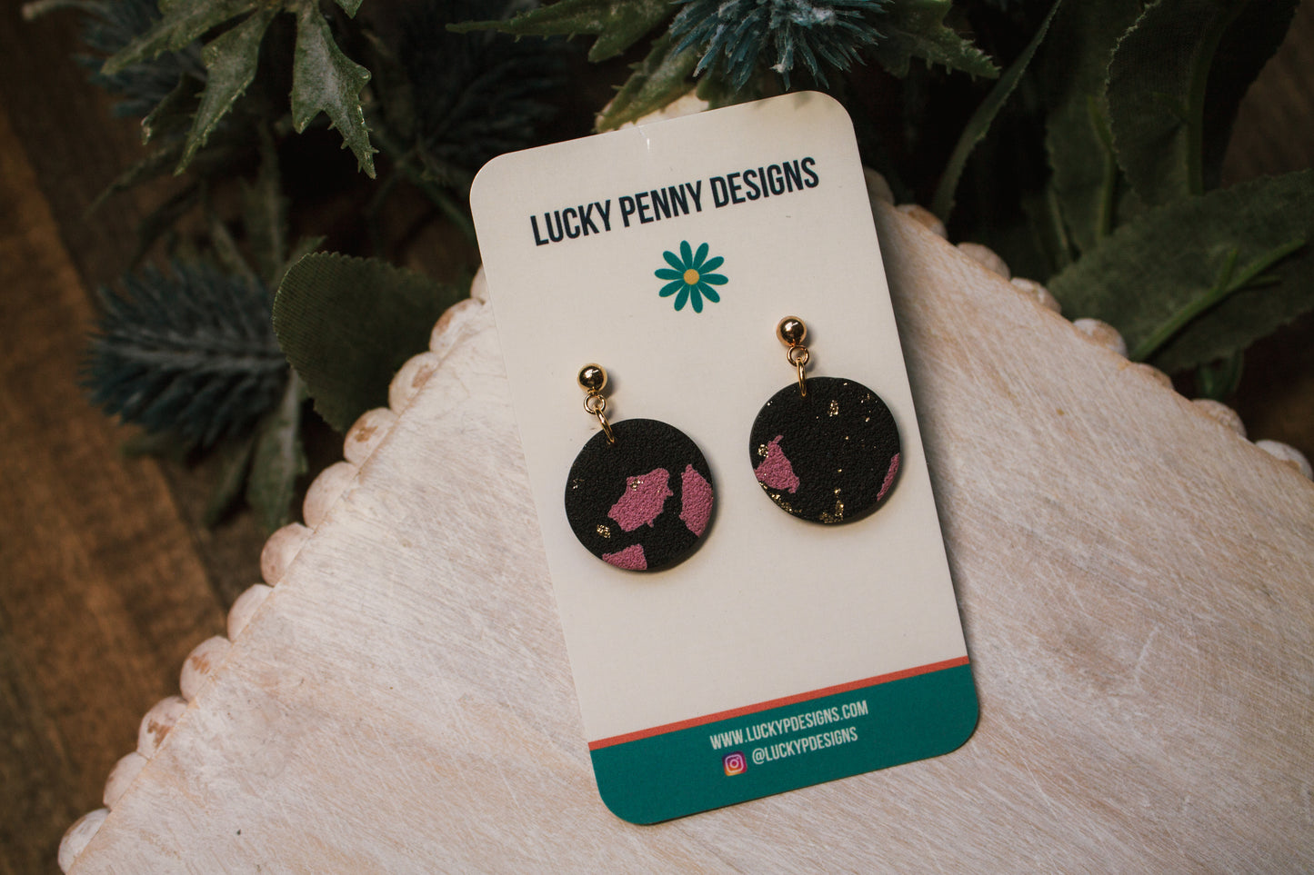 Pink and Black Marbled Circles