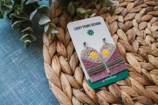 Pink Sun Macrame Ear Hanging