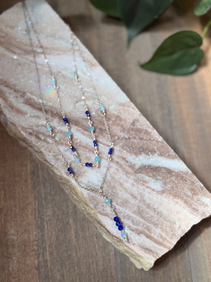 Double Layer Blue Beaded Necklace