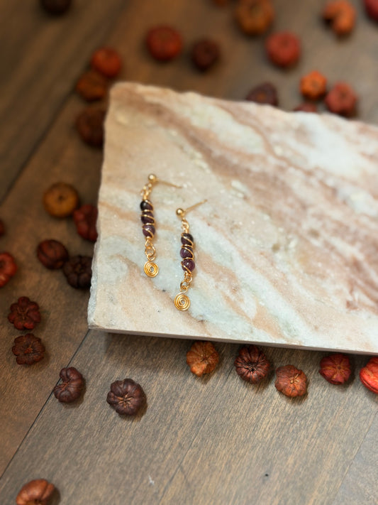 Mini Wrapped Lepidolite Earrings