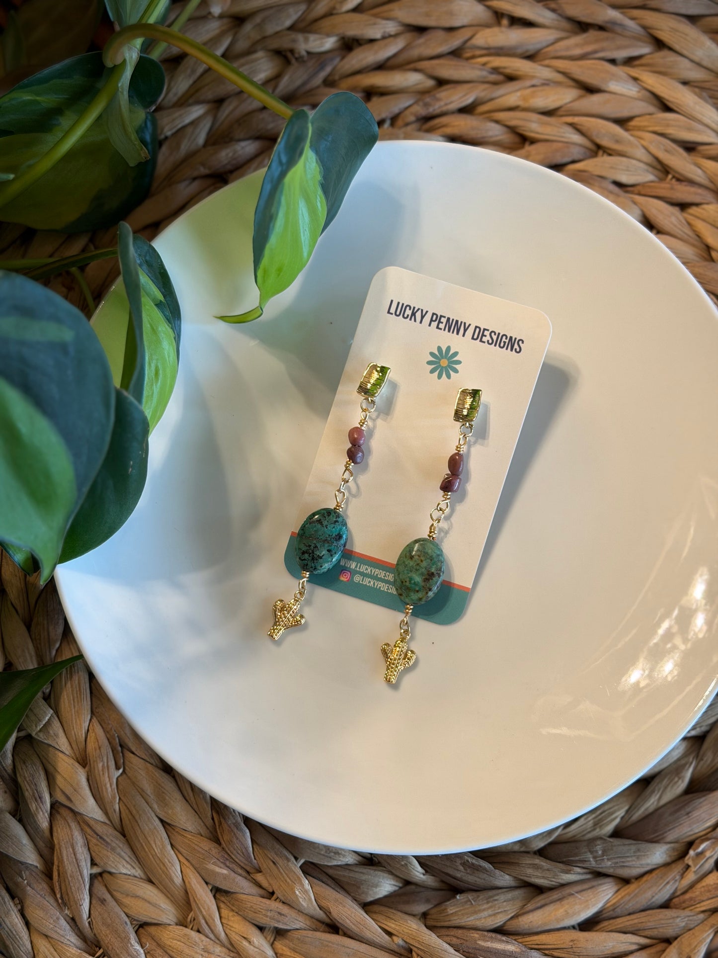 Cactus and Turquoise Dangles
