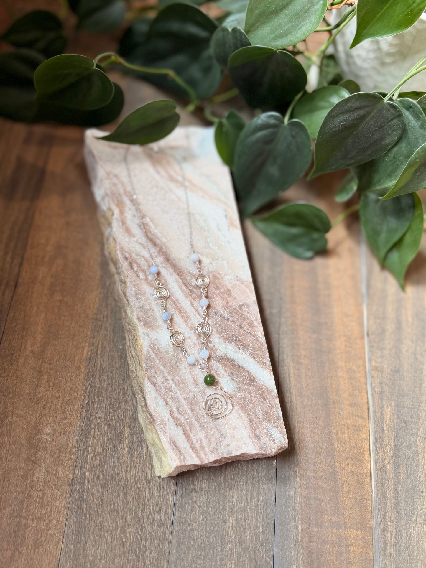 Blue Lace Agate Swirl Necklace