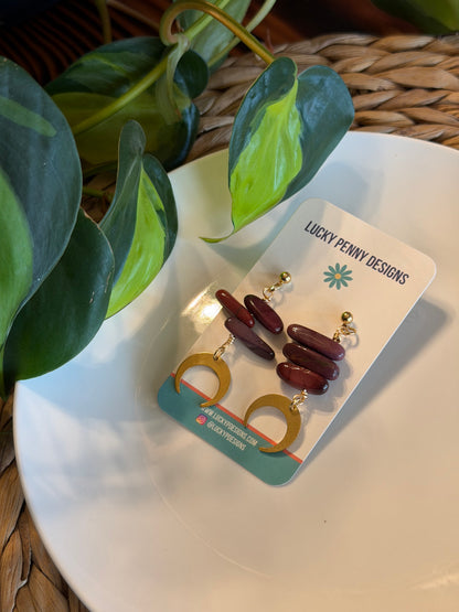 Polychrome Jasper Moon Beaded Earrings