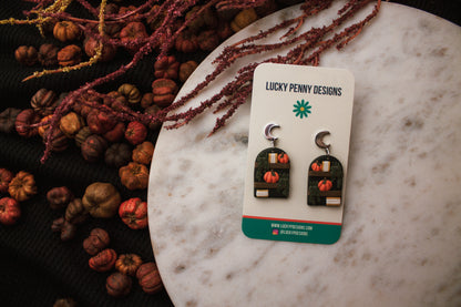 Spooky Pumpkin Bookshelf Earrings