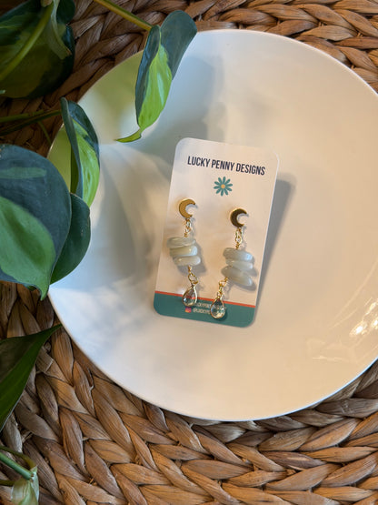 White Moonstone Balancing Rock Earrings