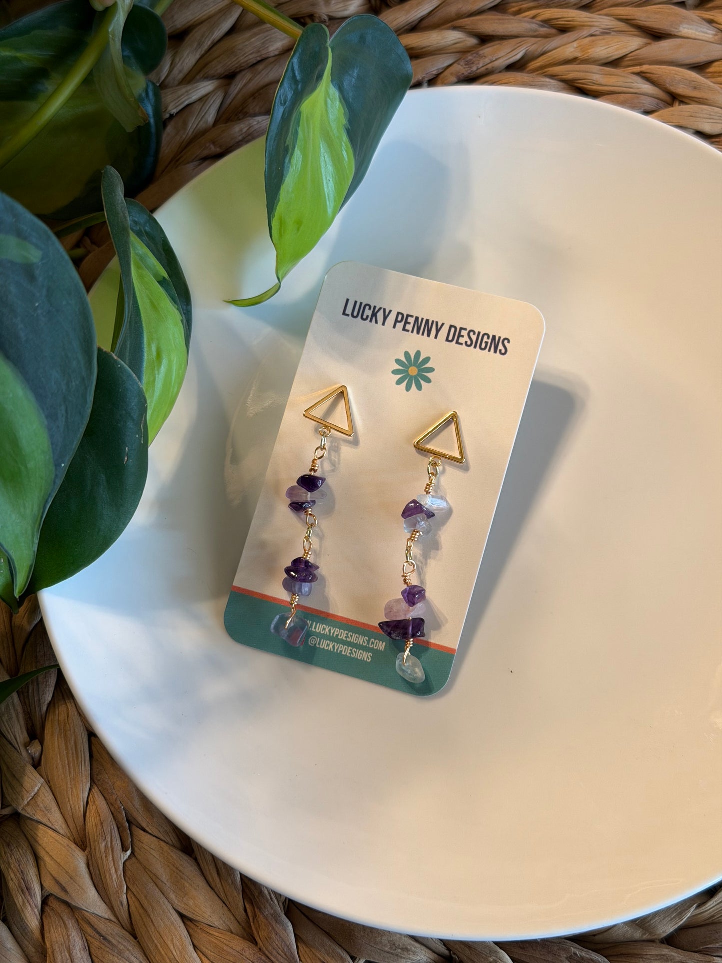 Green and Purple Flourite Earrings