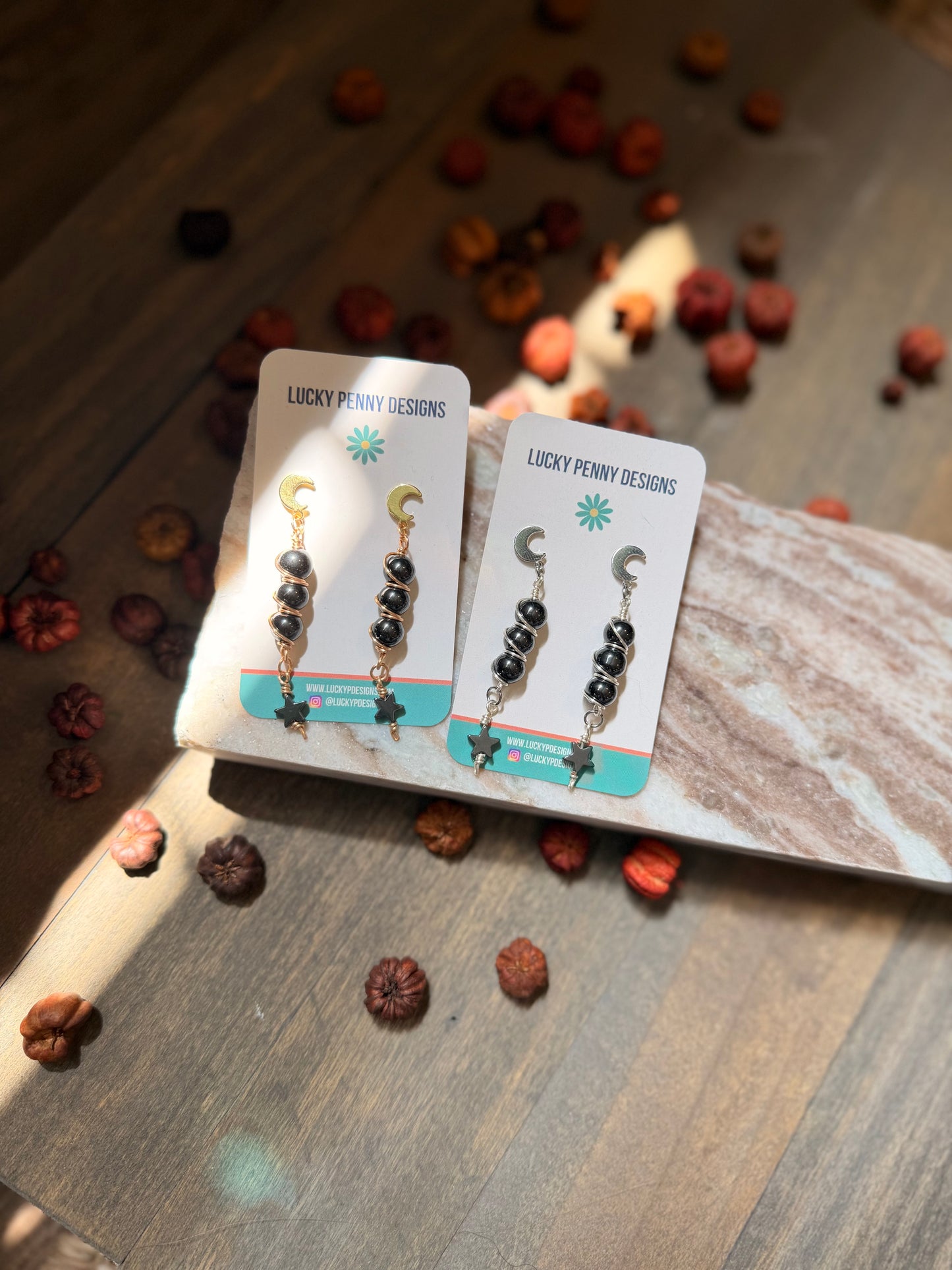 Wrapped Hematite Earrings