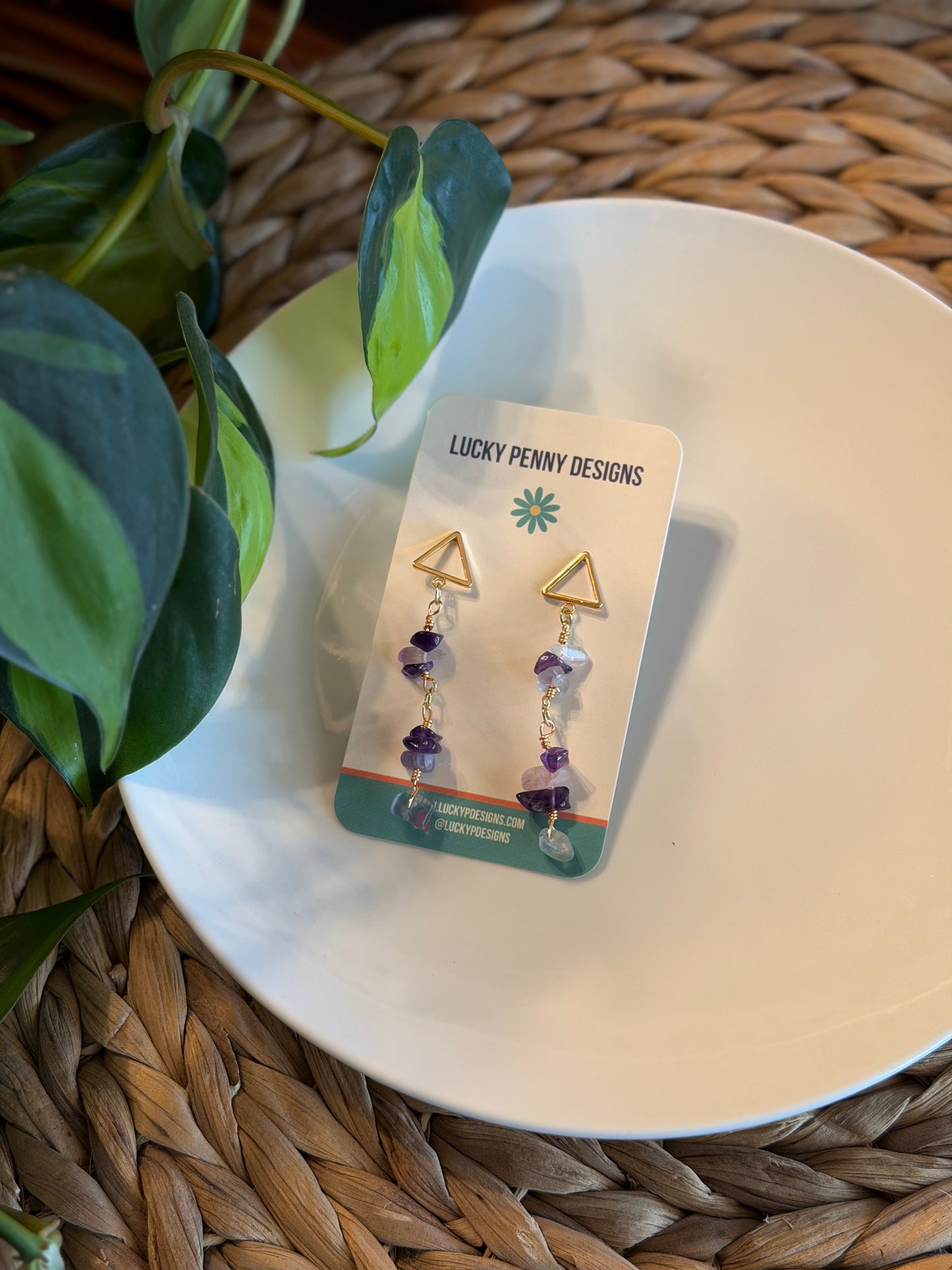 Green and Purple Flourite Earrings