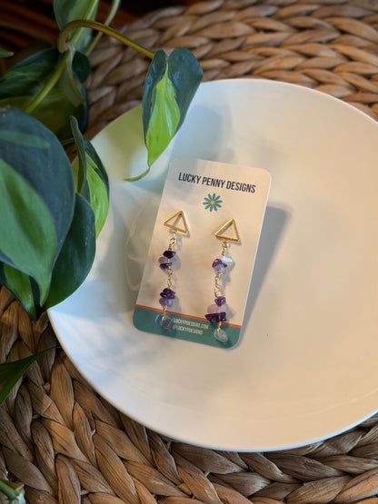 Green and Purple Flourite Earrings