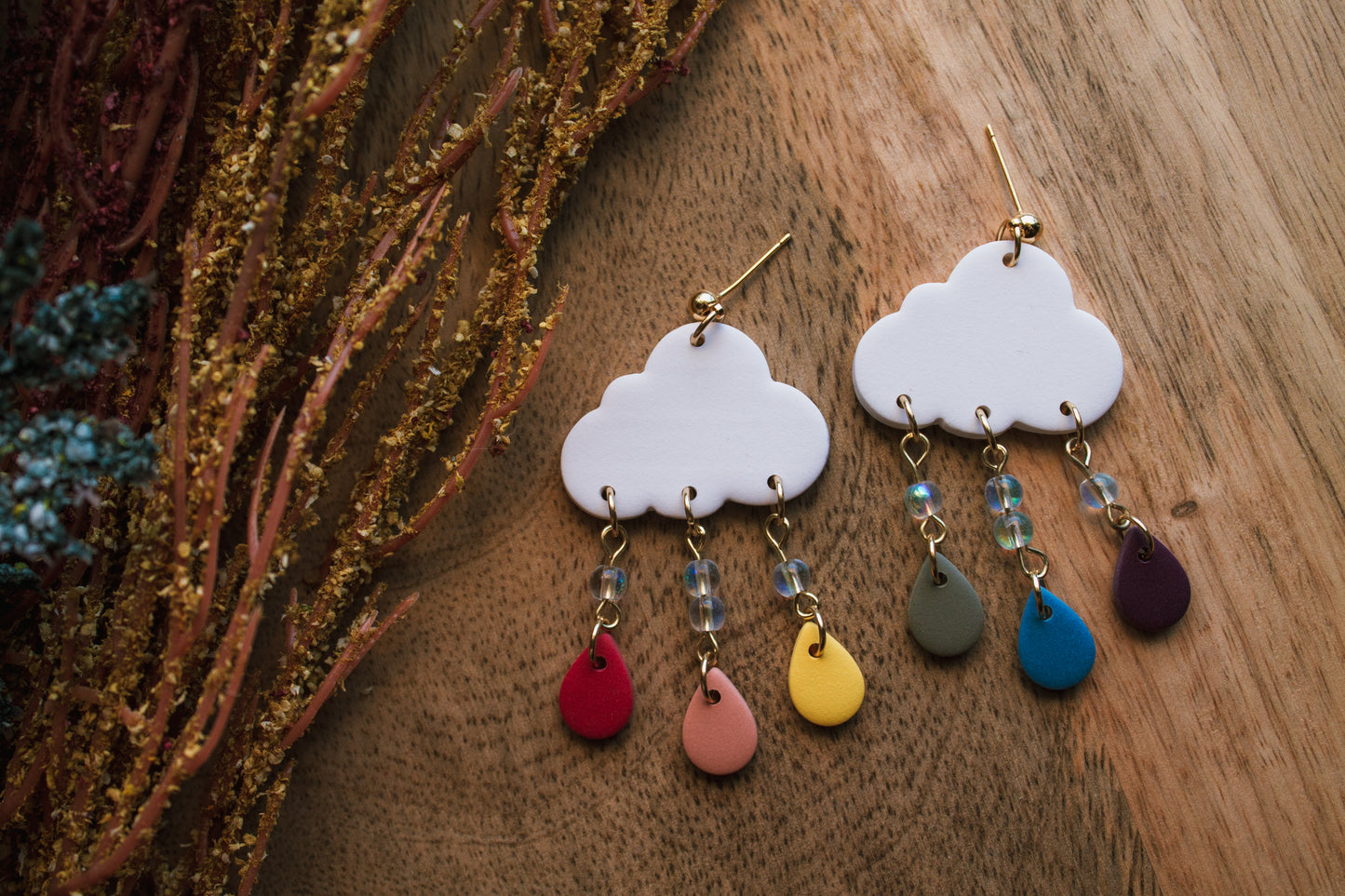 Rainbow Cloud Dangle Earrings