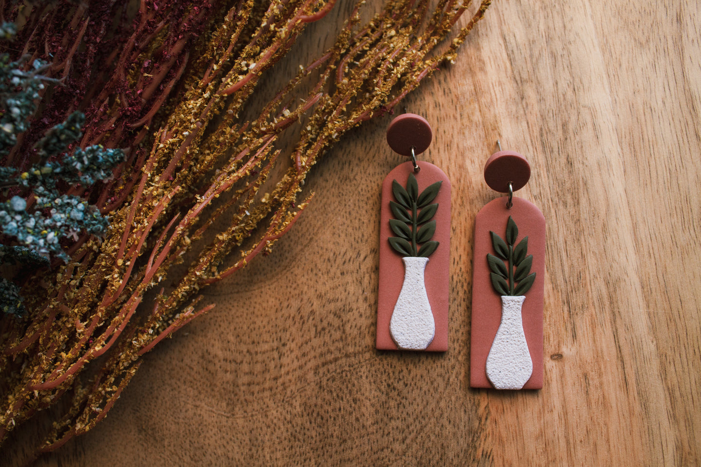 Terracotta Plant Arch Dangle Earrings