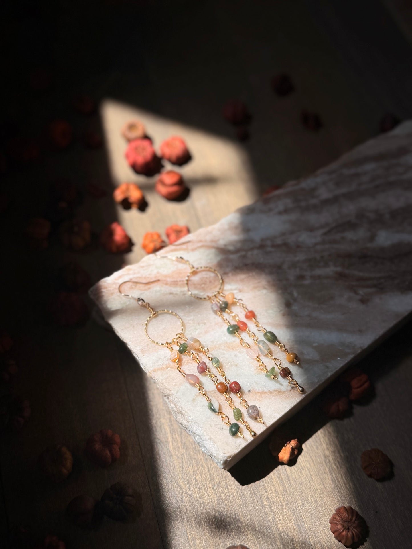 Mixed Jasper Stones Hoops