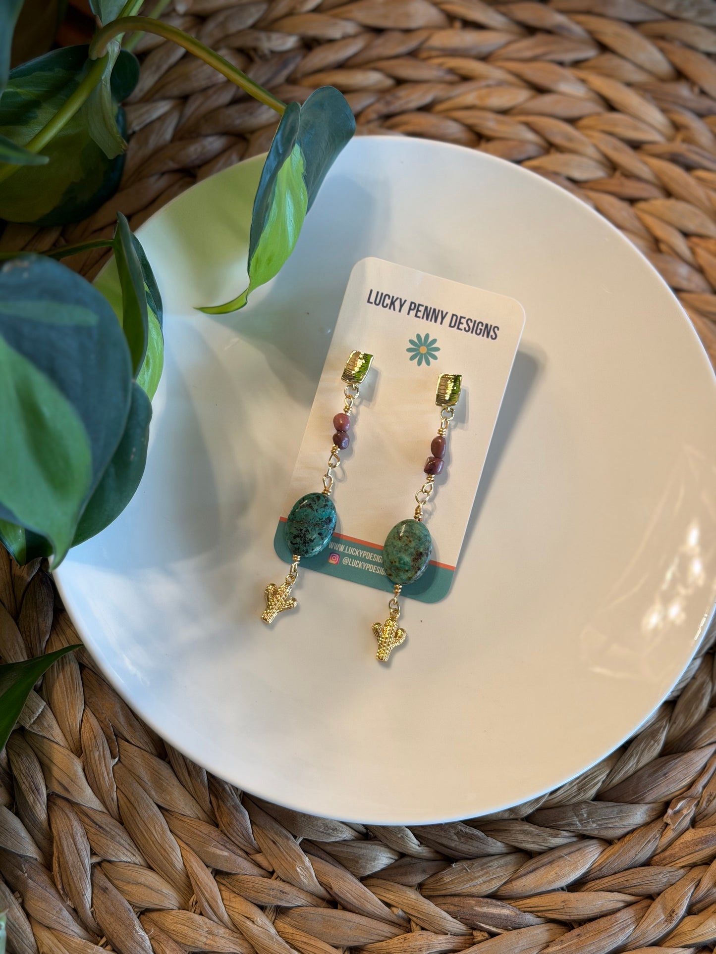 Cactus and Turquoise Dangles