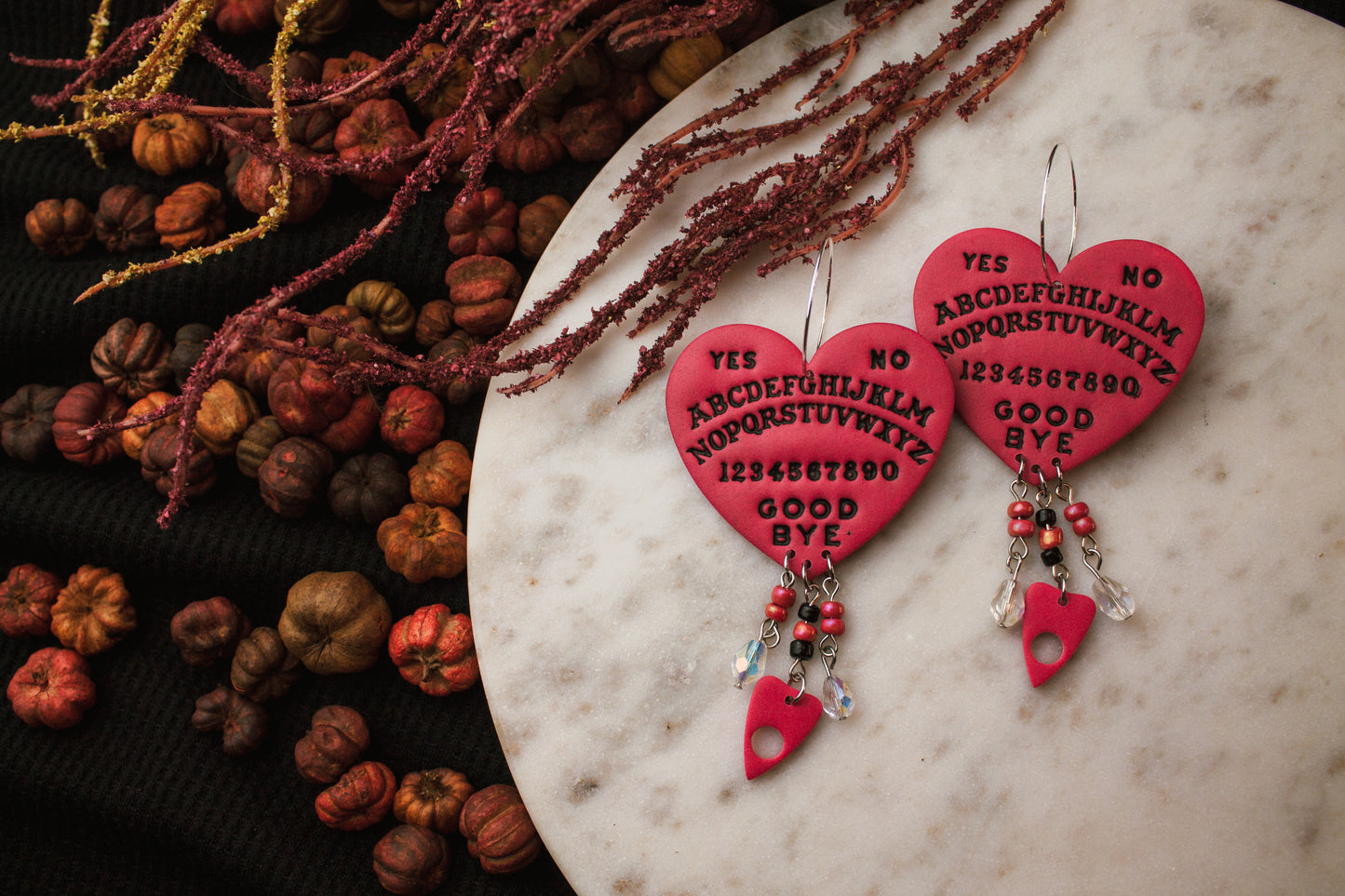 Pink Ouija Board Beaded Earrings