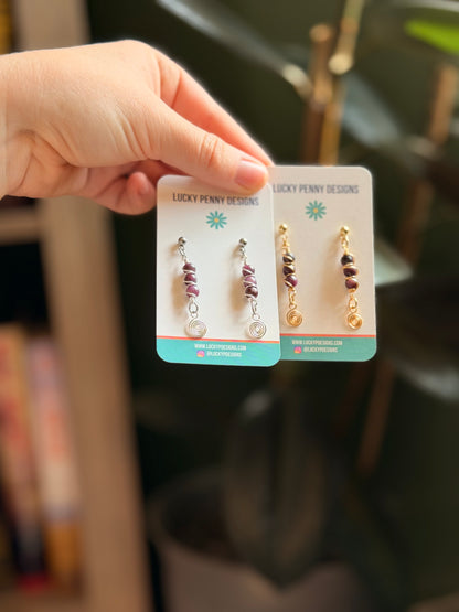 Mini Wrapped Lepidolite Earrings