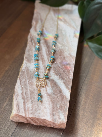 Dyed Turquoise Swirl Necklace