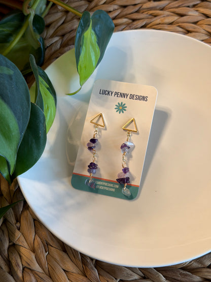 Green and Purple Flourite Earrings