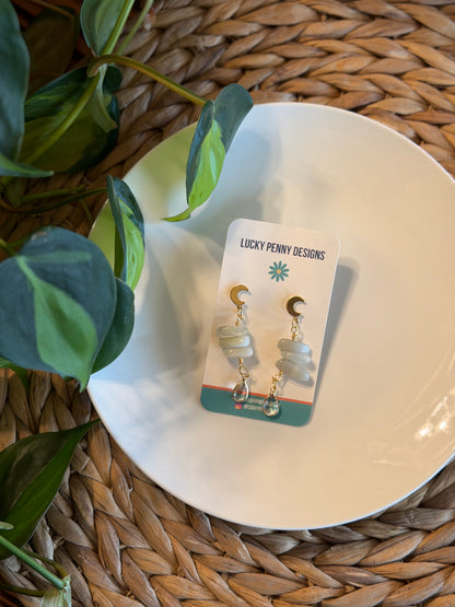 White Moonstone Balancing Rock Earrings