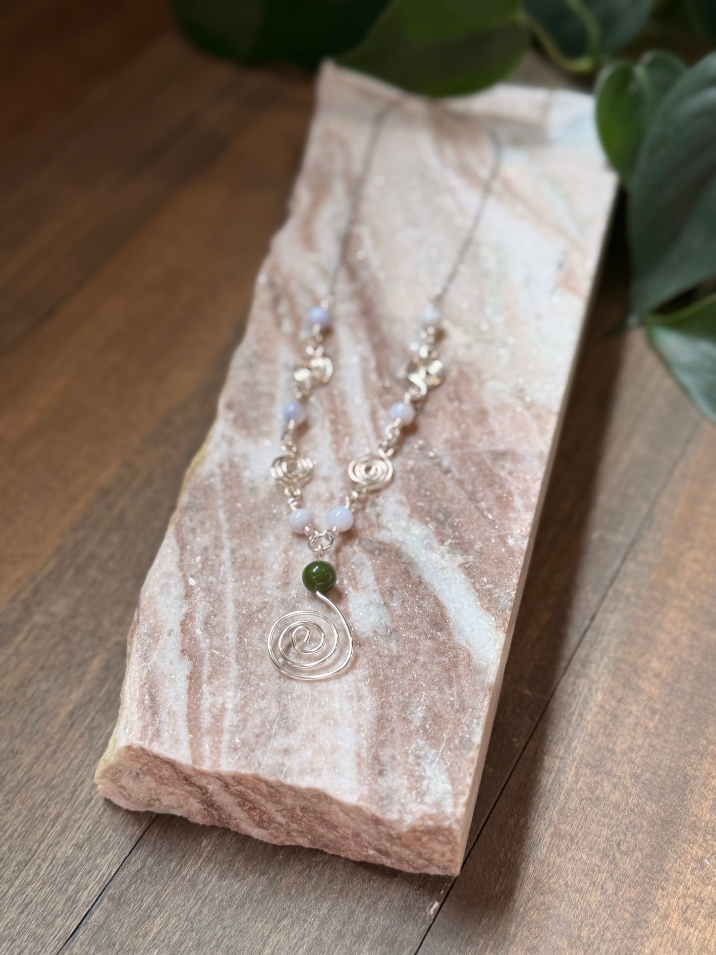 Blue Lace Agate Swirl Necklace