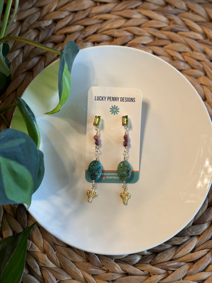 Cactus and Turquoise Dangles