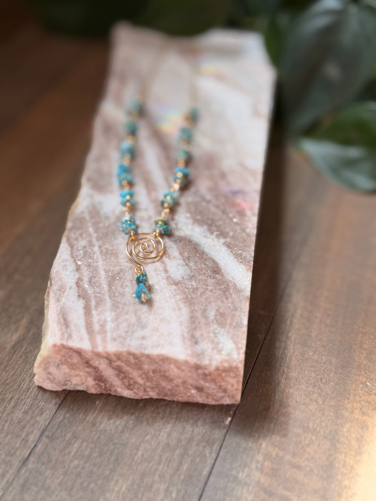 Dyed Turquoise Swirl Necklace