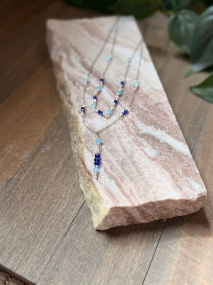 Double Layer Blue Beaded Necklace