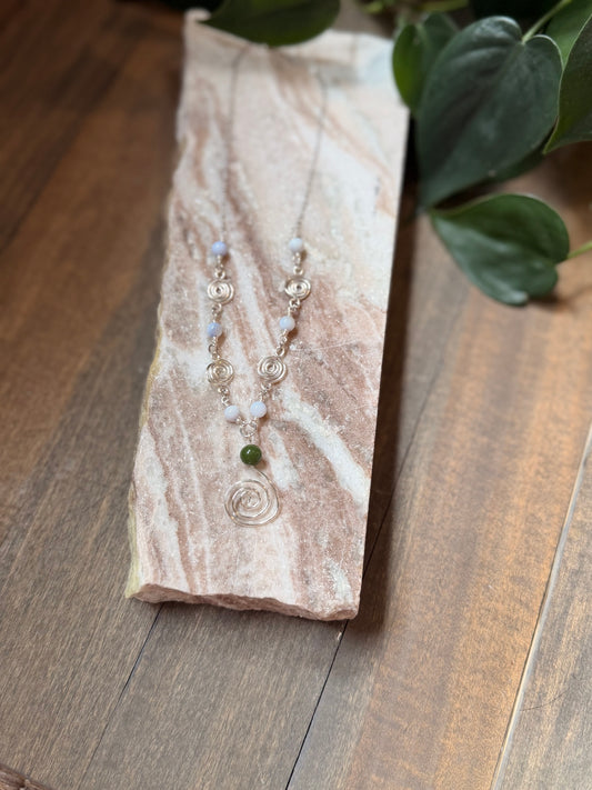 Blue Lace Agate Swirl Necklace