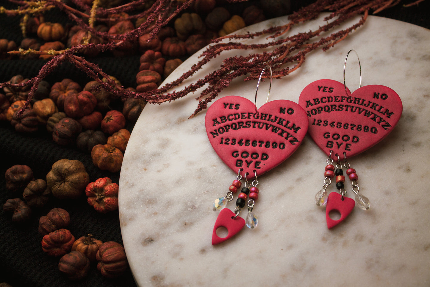 Pink Ouija Board Beaded Earrings