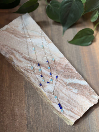 Double Layer Blue Beaded Necklace