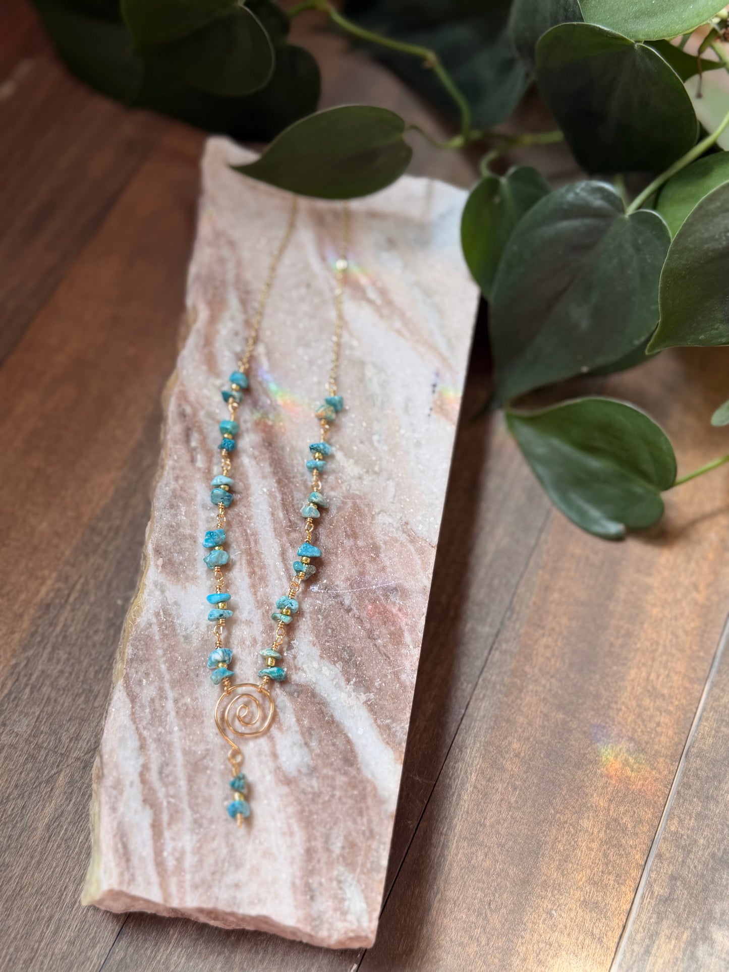 Dyed Turquoise Swirl Necklace