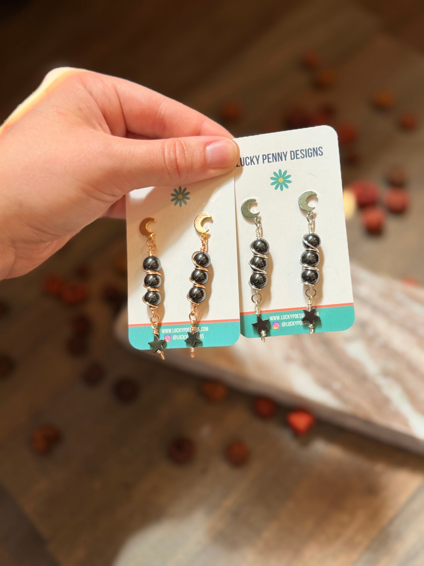 Wrapped Hematite Earrings