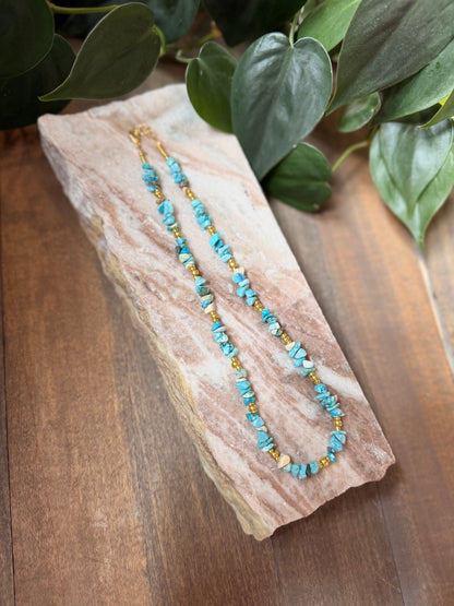 Dyed Turquoise Beaded Necklace