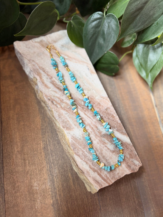 Dyed Turquoise Beaded Necklace