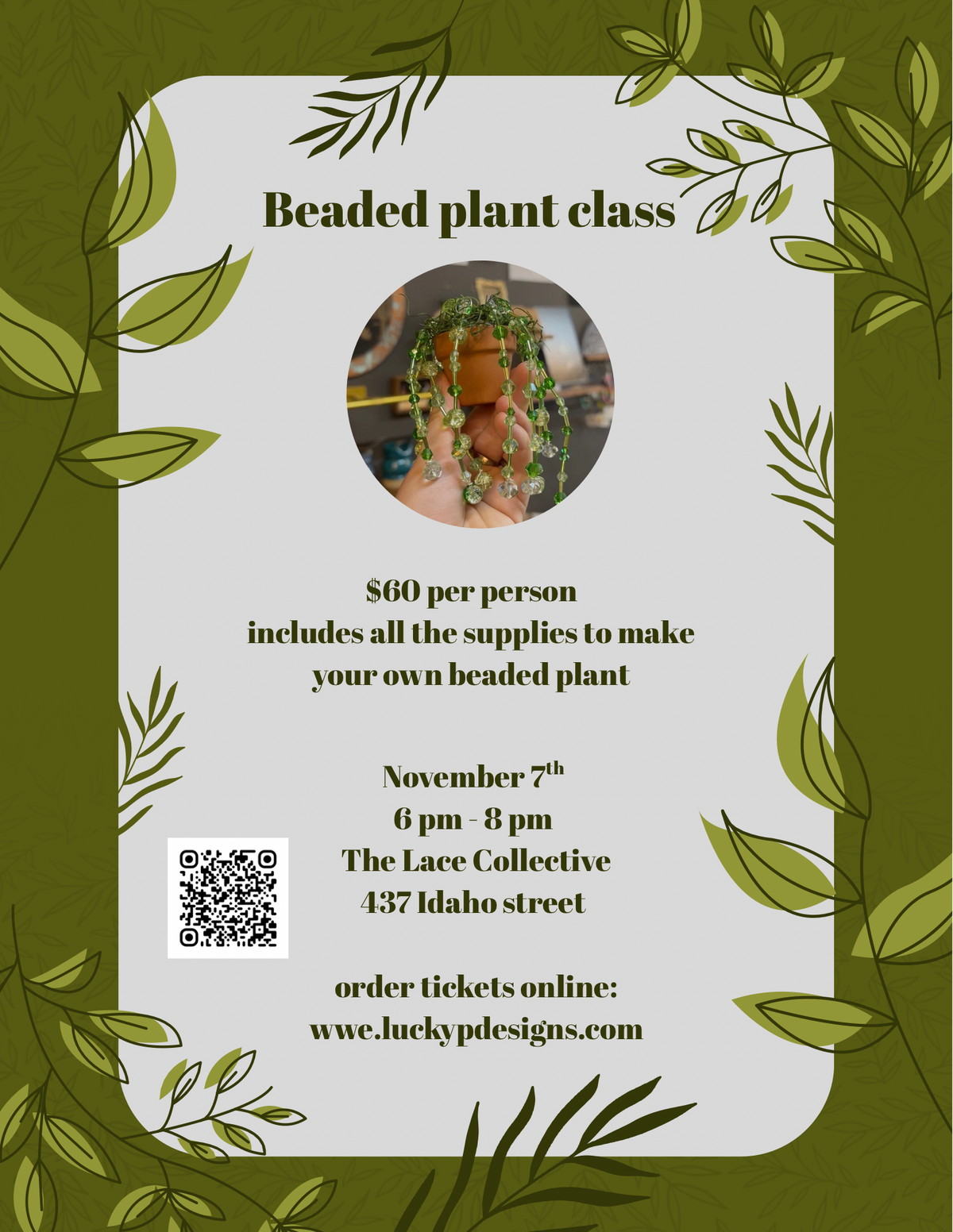 Beaded Plant Workshop | The Lace Collective | November 7th