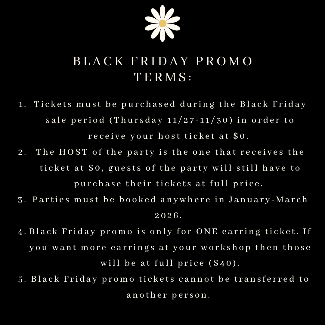 BLACK FRIDAY PROMO! DIY Earring Workshop Tickets