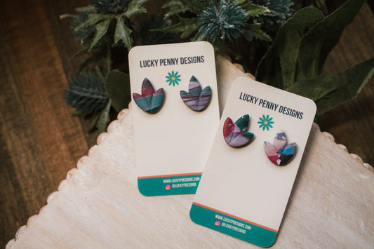 Marbled Floral Studs