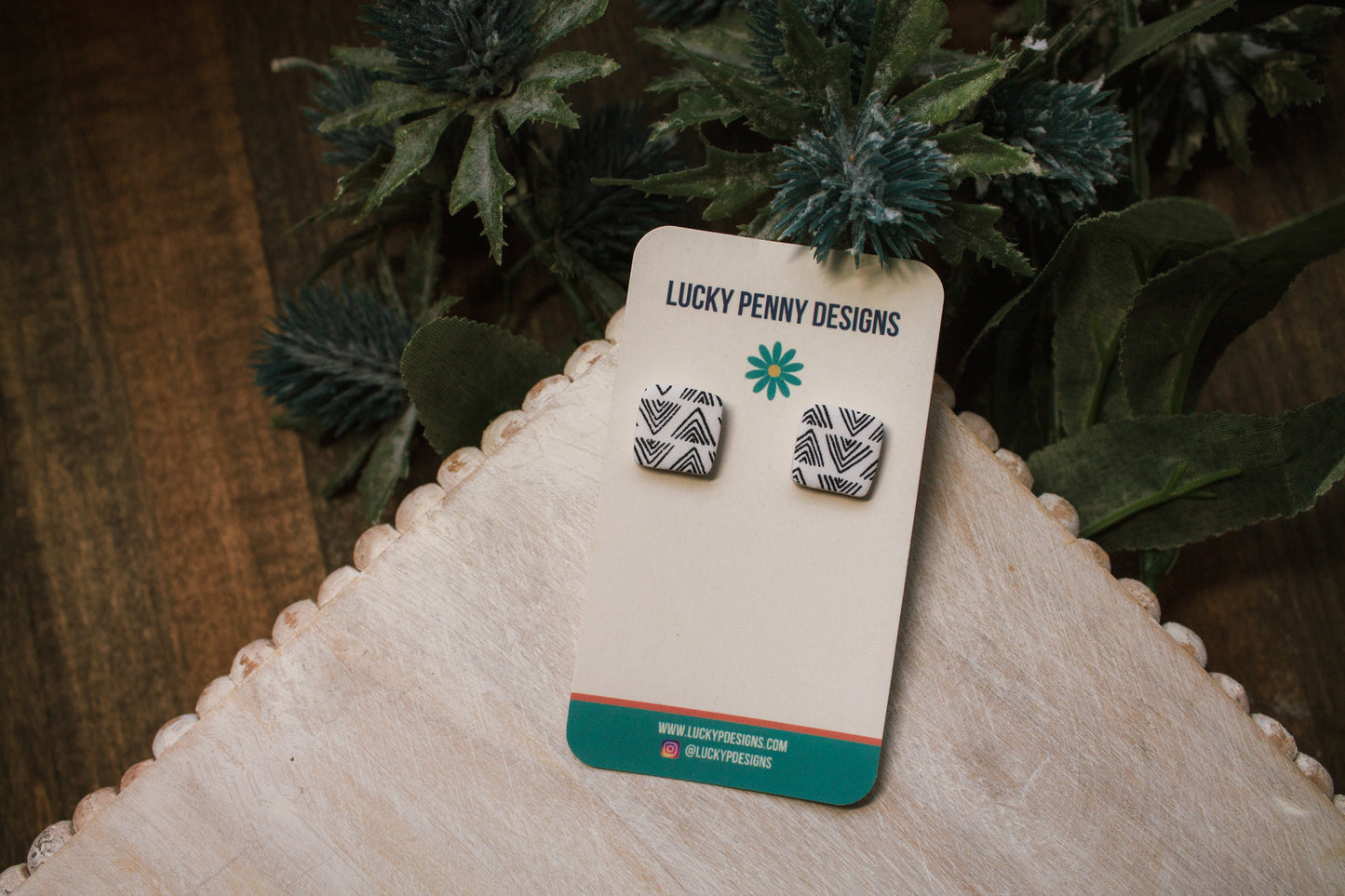 Black and White Triangle Studs