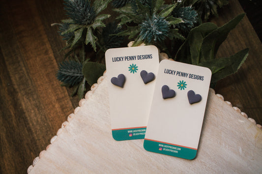 Purple Glitter Heart Studs