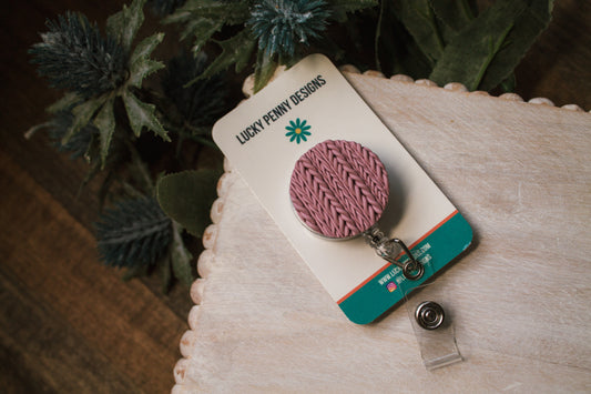 Pink Knitted Badge Reel