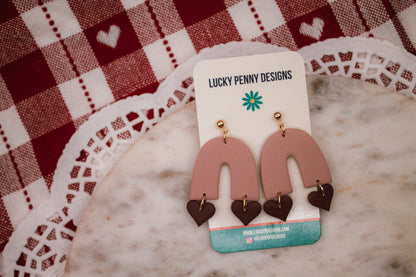 Pink Rainbows with Red Hearts