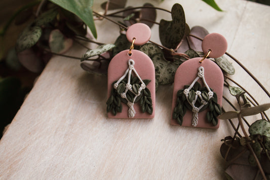 Hanging Green Pothos Earrings