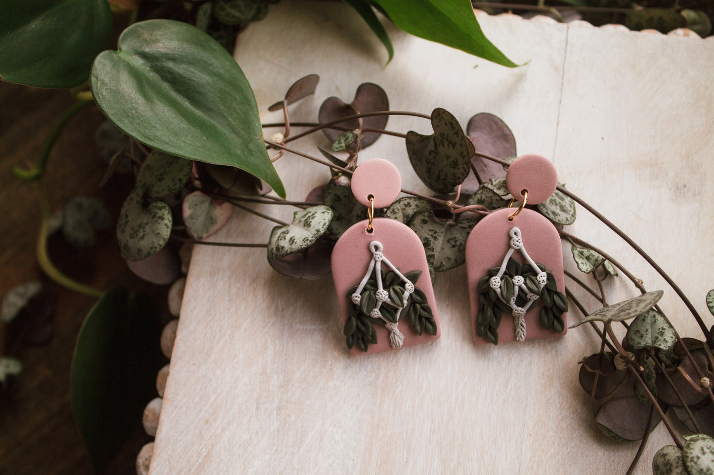 Hanging Green Pothos Earrings