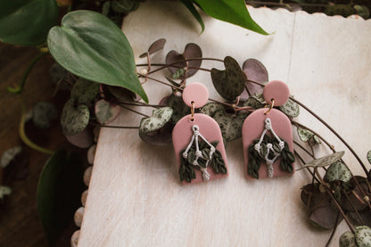 Hanging Green Pothos Earrings