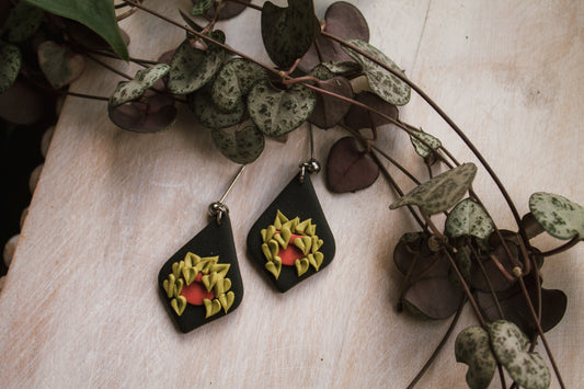 Neon Philodendron Earrings