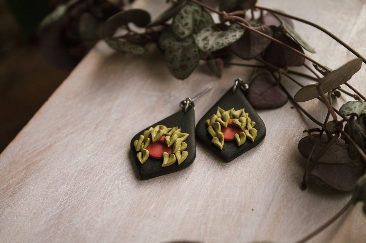 Neon Philodendron Earrings